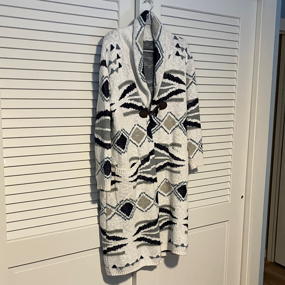 Coldwater Creek Geometric Knit Cardigan - Black and White